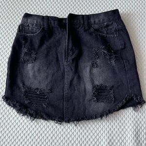 Forever 21 Black Denim Distressed Mini Skirt - Size 25